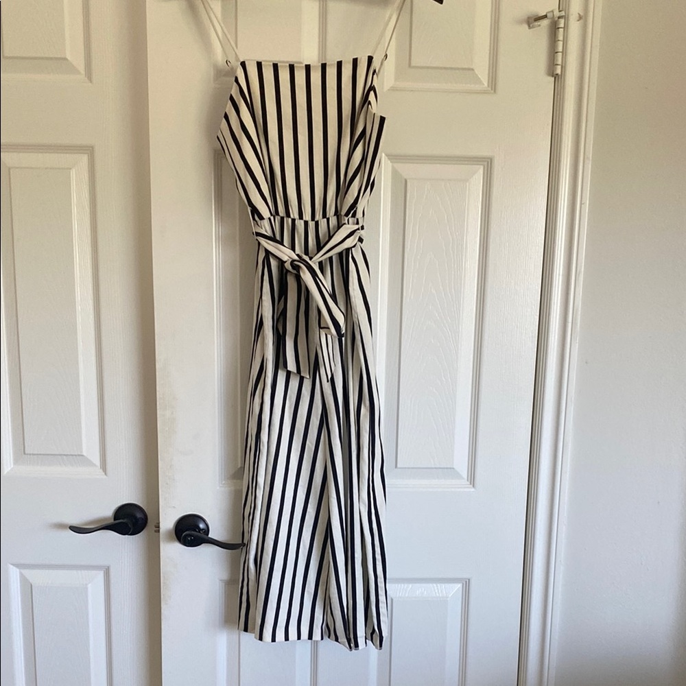 Alice + Olivia Monochrome Striped Jumpsuit